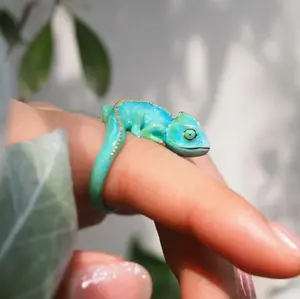 Chameleon Teal and Gold Unique Ring For Every Day Wear
