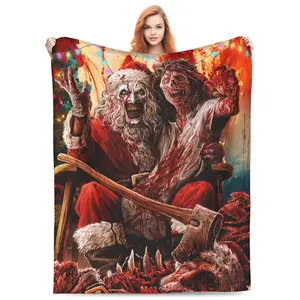 Halloween Horror Movie Blanket, Scary Character Flannel Fleece Throw, Ultra Soft Halloween Decoration, Michael Myers Blanket, Suitable for Bed, Sofa, Bedroom, Library, Travel, Funny Halloween Gift for Relatives, Friends, Classmates, Family