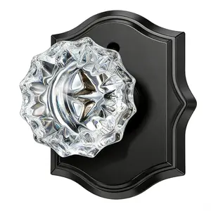 Crystal Glass Door Knob | Privacy Lock for Bedroom Bathroom Interior Vintage Style