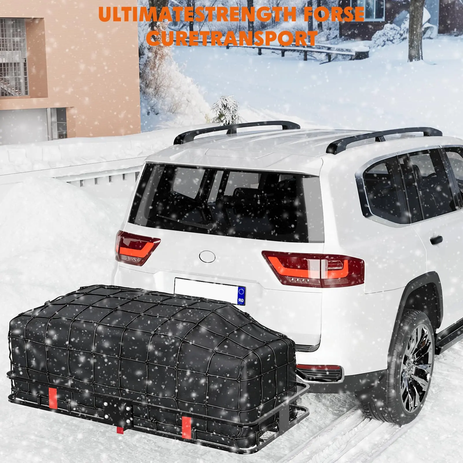 Heavy-Duty Folding Hitch Cargo Carrier Basket 70" x 30" x 6" – 500 lbs Capacity Steel Rack – Includes Ratchet Straps, Cargo Bag, Hitch Lock, Reflective Reminder – Fits 2" Receiver for SUVs & Trucks