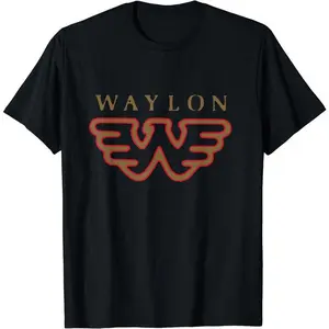 Waylon Jennings Official Merchandise Flying W Logo T-Shirt Gildan 5000 100% Cotton Graphic Design Modern Technology Print