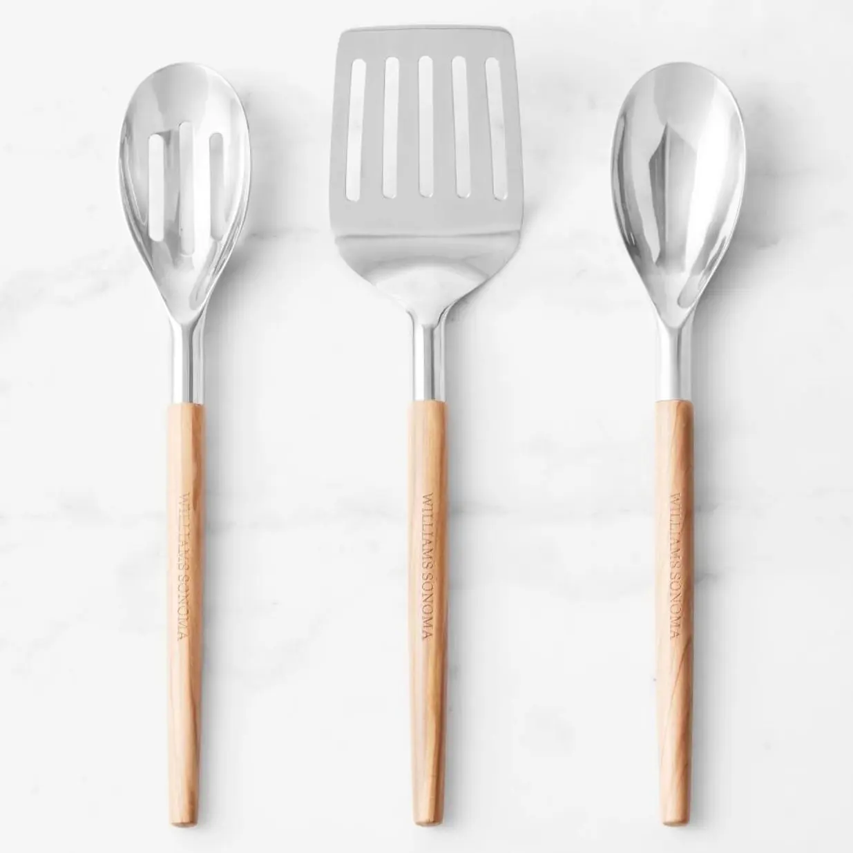 Williams Sonoma Olivewood Stainless-Steel Essential Utensils, Set of 3