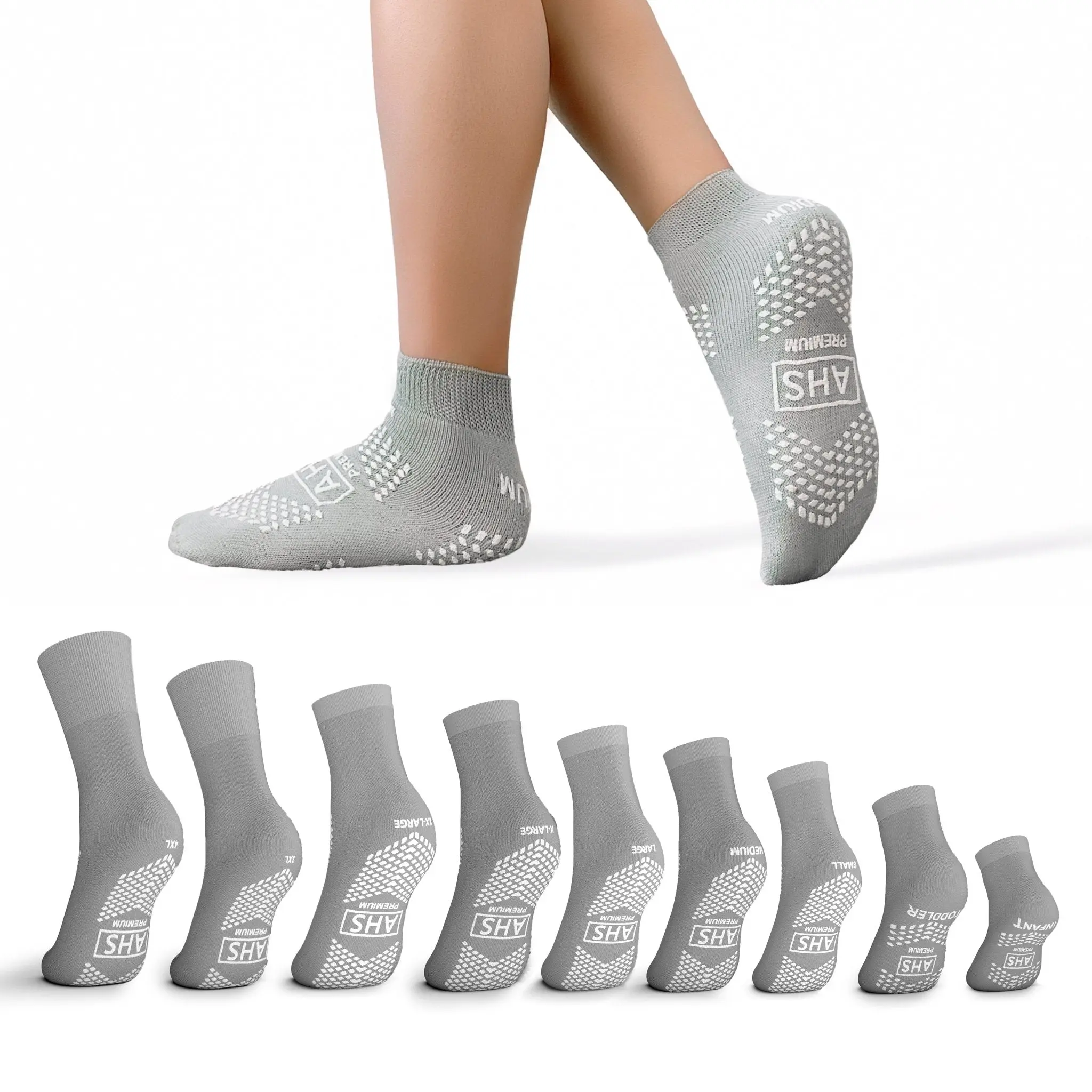 American Hospital Supply Hospital Socks with Dual Sided Grippy Slip Resistant Terries