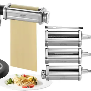 【fathersdaygift】VEVOR Pasta Attachment for KitchenAid Stand Mixer Stainless Steel Pasta Roller Cutter Set Including Pasta Sheet RollerSpaghetti and Fettuccine Cutter8 Adjustable Thickness Knob Pasta Maker3Pcs