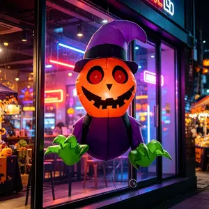 1pc Inflatable Ghost Pumpkin with Broken Window Design, Halloween Decoration Prop for Outdoor, Mall, Home & Yard