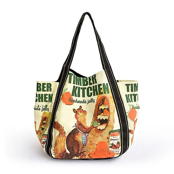 ILEA - [Timber Kitchen] 100% Cotton Eco Canvas Shoulder Tote Bag / Shopper Bag / Multiple Pockets