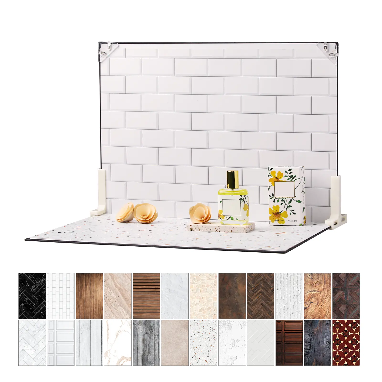 16.5 X 11.5 Inch Photo Backdrop Board For Product Photography,（restocking in progress,restocking in progress),12pcs 24 Patterns Small Tabletop Food Background Kit, Double-Sided Flat Lay Props For Jewelry And Cosmetics，Metlakat