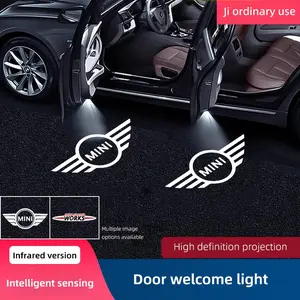 Led HD Car Door Logo Welcome Light Projector Lamps Led Car Lights Car Interior Lighting For MINI WORKS Cooper R56 F56 R50 JCW Cabrio Aceman Countryman Clubman Roadster Clubvan Paceman Coupe