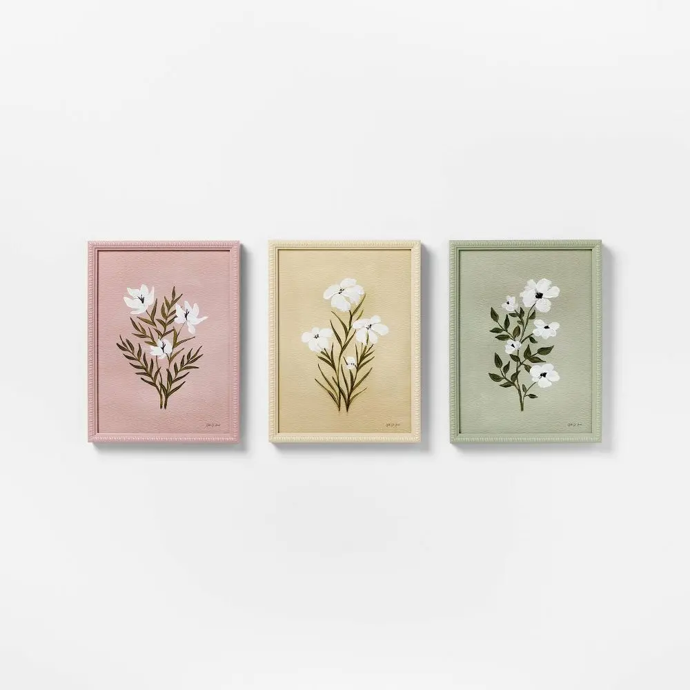 (Set of 3) 12"x16" Flower Framed Arts - Threshold designed with Studio McGee (Set of 3) 12"x16" Flower Framed Arts - Threshold designed with Studio McGee