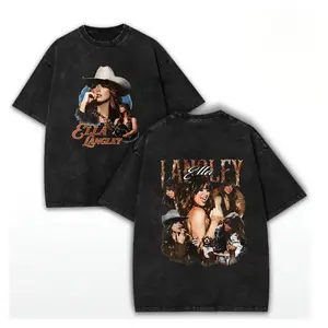 washed cotton, Ella Langley Vintage Washed Shirt – Country Music Oversized Graphic T Shirt, Southern Cowgirl Western Aesthetic, Rodeo Style Streetwear, Heavyweight Soft Cotton Unisex Top, Casual Men Women Wear, Gift for Country Music Fans