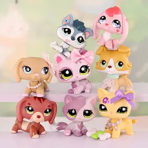 8 PC Mini Pets Collectable, Husky Bunny Dachshund Crouching Collie Cat Bobble Head Animal for Kids Birthday Gift Set