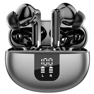 In-Ear Headphones Audifonos Bluetooth with Earhooks Clear Voice Tech 2 Mics BT 5.4 Digital Battery Display Compatible iPhone Android Black/White Wireless Stereo Headset Charging