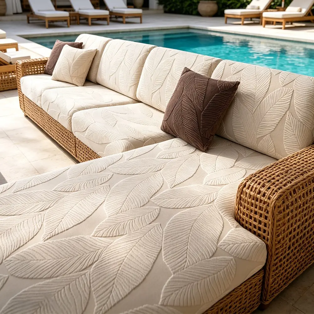 Modern Cream Leaf Pattern Sofa Cover, Couch Covers For Sofa, Non-Slip Dust-Proof, Soft Skin-Friendly, Pet-Friendly, Outdoor Washable Sofa Protector
