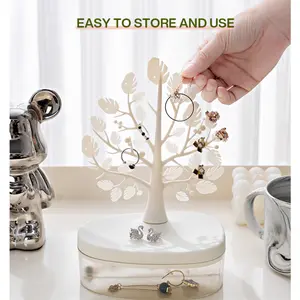 Creative Tree Jewelry Storage Box - Desktop Cosmetics Display Box, Multi-Functional Storage Organizer for Jewelry & Cosmetics, Dustproof Plastic Green