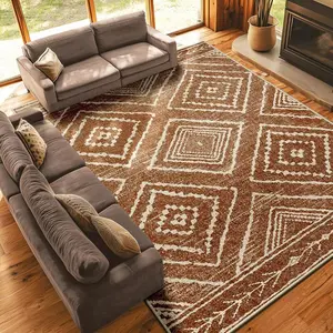 Bohemian Moroccan Farmhouse Style Rug, Soft Floor Mat for Living Room & Bedroom Decor, Bohemian Style Rugs, Boho Style Rug, Household Decorative Rug, Washable Contemporary Area Carpet
