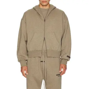 Fear of God ESSENTIALS Classic Fit Fleece Zip Up Hoodie in Homestead Heather