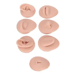 Body Piercing Practice Model Simulation Silicone Ear Eye Nose Mouth Tongue and Belly Button Model for Novice Piercer Medium Skin Color