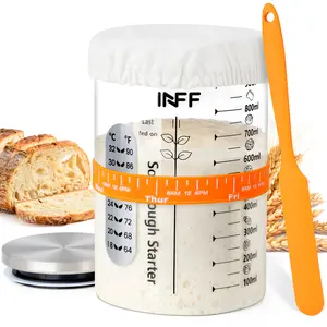 Sourdough Bread Starter Kit - 34 oz Large Glass Sourdough Starter Jar with 7 Essential Tools for Perfect Sourdough Bread and Starter Maintenance - Complete Sourdough Bread Baking Supplies