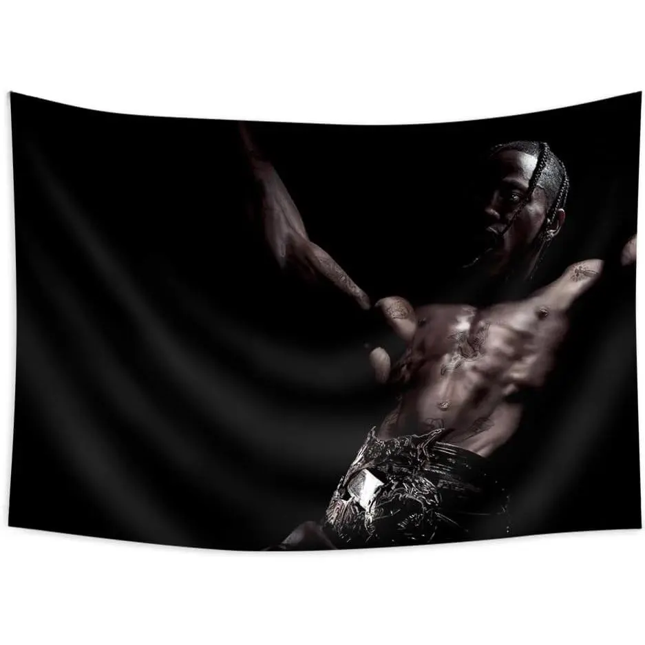 Konern Travis Singer Tapestry Scott Rapper Music Wall Album Art Hanging Decorative Decoration Cotton bedroom decor chill room accessories anime room decor，bedroom decor cool stuff for room leopard room decor anime room decor stuff for your room tapestry