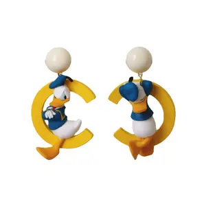 Disney Donald Duck Asymmetric Stud Earrings with Unique Design and Colorful Character Motif Unisex Fashion Jewelry