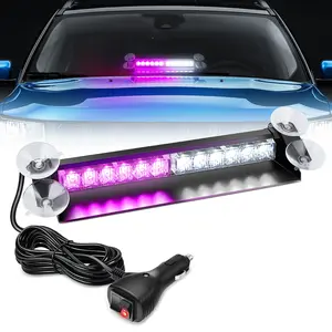 Nilight 12LED Traffic Advisor Strobe Light Bar Purple White Safety Dash Front/Rear Windshield Flashing Lights for Cars Trucks Firefighter Plow Construction Vehicles