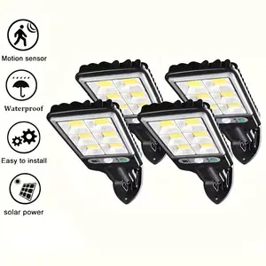 2/4 Pcs Solar Street Lights - Motion Sensor Security Solar Flood Lights, Remote Control Outdoor Road Wall Lamp With 3 Lighting Modes For Front Door, Garden, Yard, Garage, Path - Heavy-Duty Waterproof Solar Wall Lights , Easy installation Garden Lamp