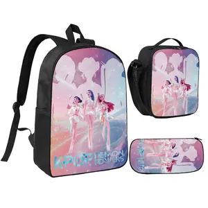 hot movie print backpack 3PCS K-pop Girls School Backpack Set with Lunch Bag & Pencil Case, Cute Fantasy Pop Star Graphic Bookbag for Kids, Lightweight Travel Daypack mochila mochilasescolares boys elementary student