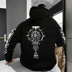Ancient Viking Raven Print Hoodie Male Daily Casual Fashion Sporty Coats 2025 Autumn New Arrival Men's Sweatshirt High Quality