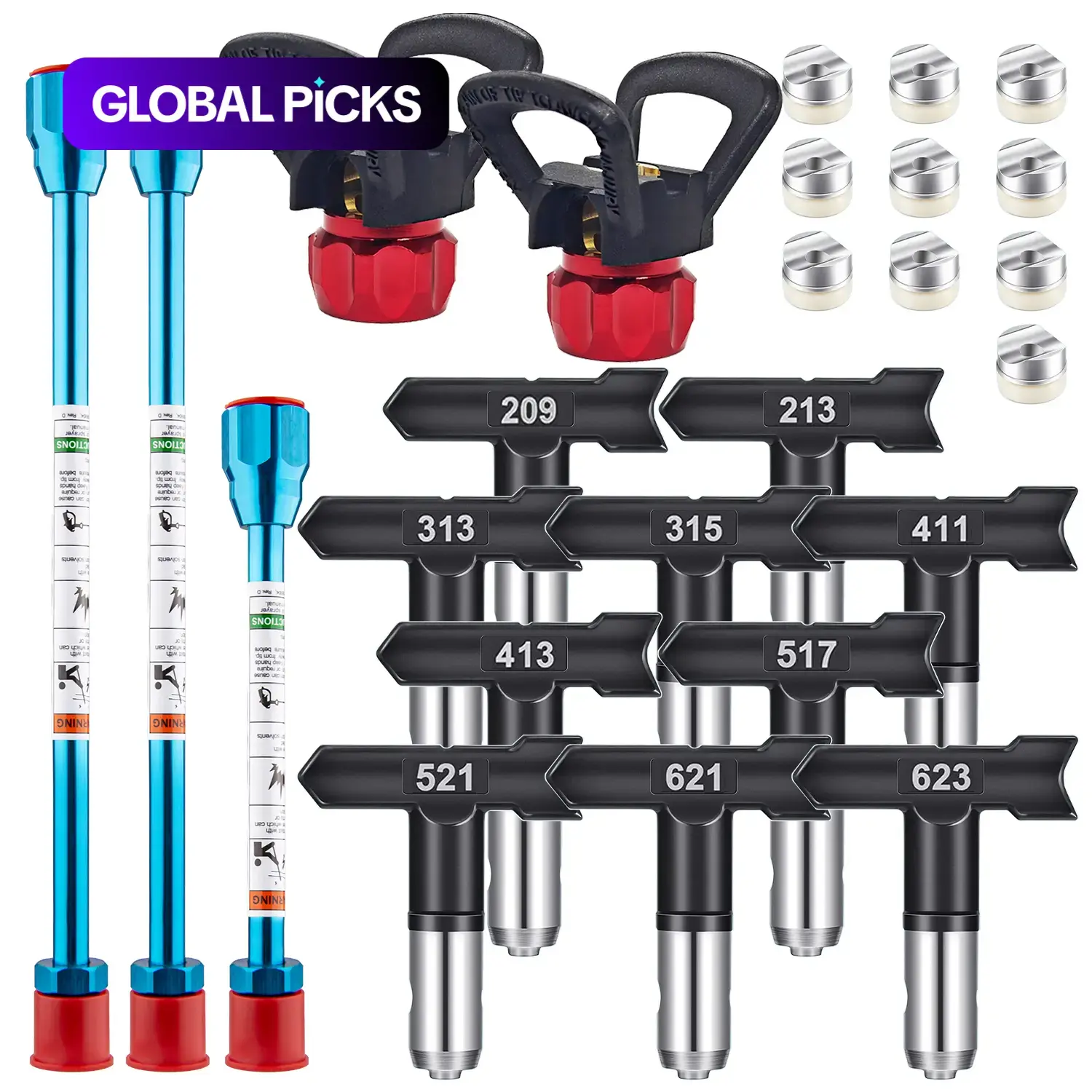 Airless Paint Sprayer Accessories Set, Power Tool Sprayer Attachment Kit with Flip-Top Nozzle, Nozzle Gasket, Extension Rod, and Sprayer Holder for Airless Paint Sprayers #GLOBAL PICKS