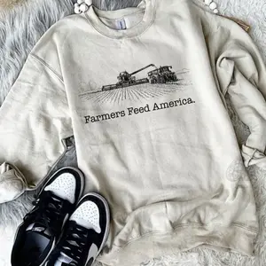 Western Farmers Feed America Graphic Crewneck & T-shirt, Western cowboy farmers Graphic sweatshirt, Trending western Hoodie, Western Boutique, Handmade, Plus size available, sweatshirts for women