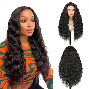 [Blend] Teslal Hair 6X6 TPart Lace Front Wigs Blend Hair 220% Density Boho Curly Glueless Wigs Pre Plucked Natural Hairline Wear It and Go Synthetic Wig For Women