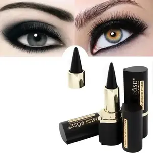 MISS ROSE 2PCS Natural Black Eyeliner Cream  Quick Dry Oily Formula Makeup Tools Eyeliner Pencil Cosmetics Lipliner Gel for All Skin Types chameleon  eyes marker makeup