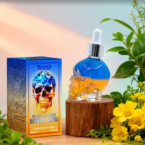 Tonfly Blue Gradient Skull Head Perfume Oil, Men's Fruit Scented Fragrance, 30ML, Long-Lasting Freshness & Bold Aroma, Fragrance Perfume Oils