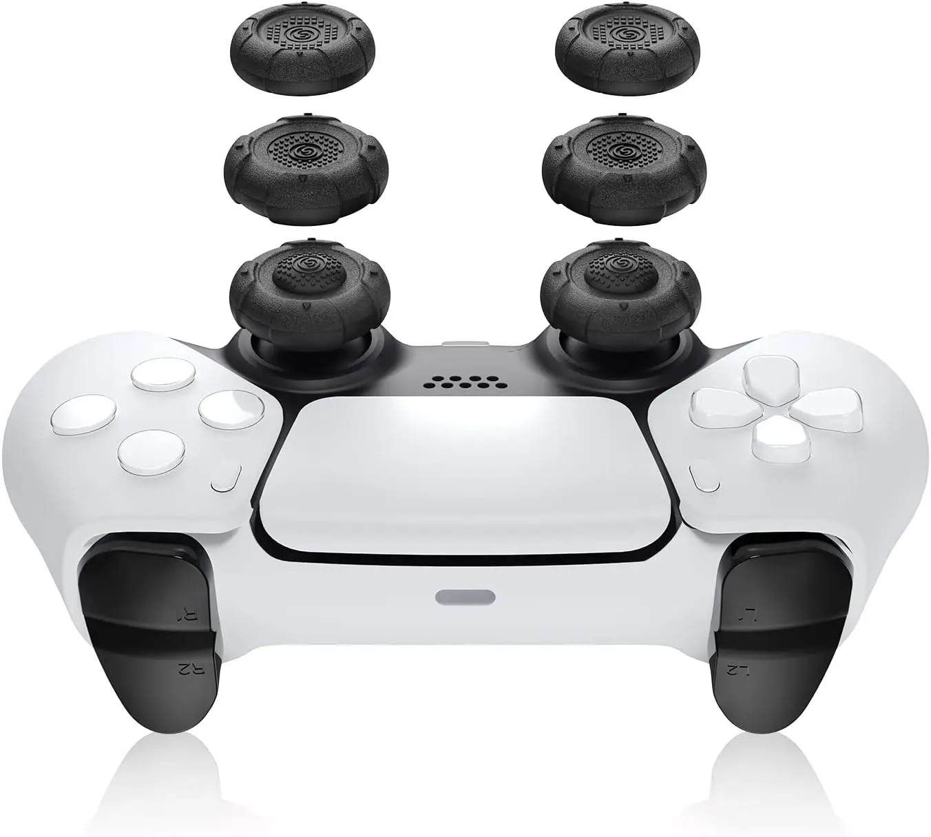 GeekShare Thumb Grip Caps for PlayStation 5 Controller, Thumbsticks Cover Set Compatible with Switch Pro Controller and PS4 PS5 Controller, 3 Pairs / 6 Pcs (Black) professional thumbsticks