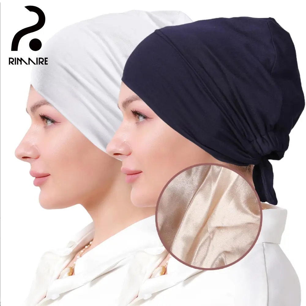 Satin-Lined Hijab Undercap for Women, Solid Color Full-Cover Polyester Underscarf, Stretchy and Breathable for Daily Modesty Wear, Breathable Undercap Underscarves, Fit, For Muslim, Inner, One Size