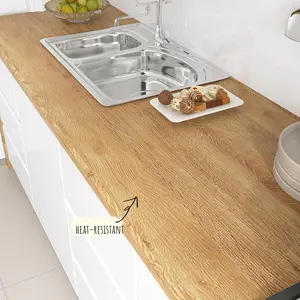 PVC Waterproof Self-Adhesive Wallpaper Roll, Wall Panels Roll, Vinyl Decorative Film for Furniture & Cabinets, Wood Grain Design for Home Decoration