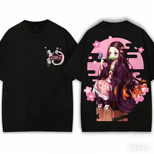 Retro Nezuko Vintage Tee – Oversized Demon Slayer Anime Shirt Cherry Blossom Streetwear for Fans