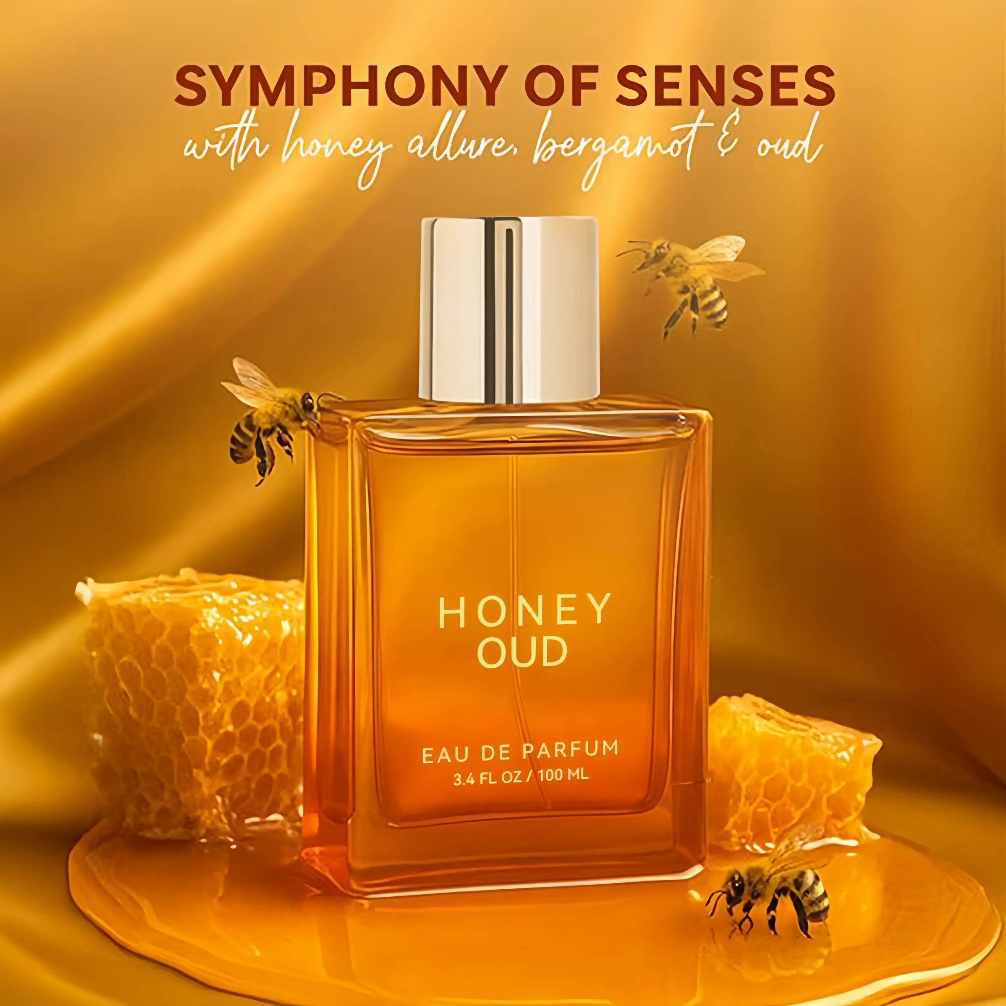 Honey Oud Eau de Parfum, 100ml (3.4 fl oz) - Long-Lasting Women's Fragrance with Vanilla, Floral & Spicy Notes - Cruelty-Free Unisex Perfume for Adults, Vanilla Scents, Unisex Fragrance