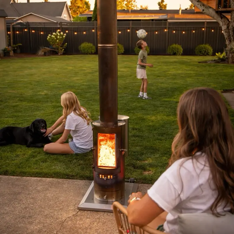 Ranger Outdoor Heater - 85,000 BTUs, 100% Stainless Steel, Smokeless, Wood Pellet-Powered, Gravity-Fed, Made in USA, Perfect for Patios & Decks