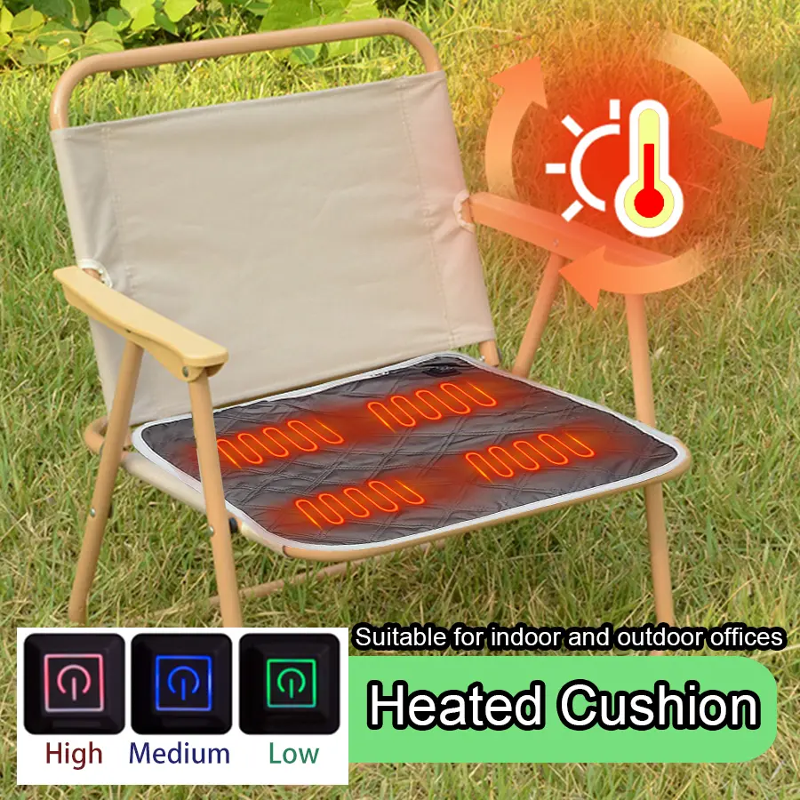 Portable Heated Seat Cushion: Winter Essentials - 5V Safe Low Voltage USB-Powered, 3-Level Smart Temperature Control, Suitable for Camping and Home Use