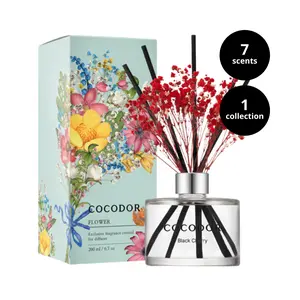 [COCODOR] Flower Diffuser 200ml  (1 Pack) 7 Scent variation 1 Signature Collection A  I Unique Scent, Oil Diffuser & Reed Diffuser Sticks, Home Decor & Office Decor, Fragrance and Gifts
