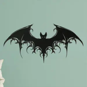 Bat Design Wall Art, Modern Iron Silhouette Sculpture, Elegant Design, Wall Decor for Living Room, Home Wall Decor, Artistic and Spooky Decor, Garden Decoration Supplies