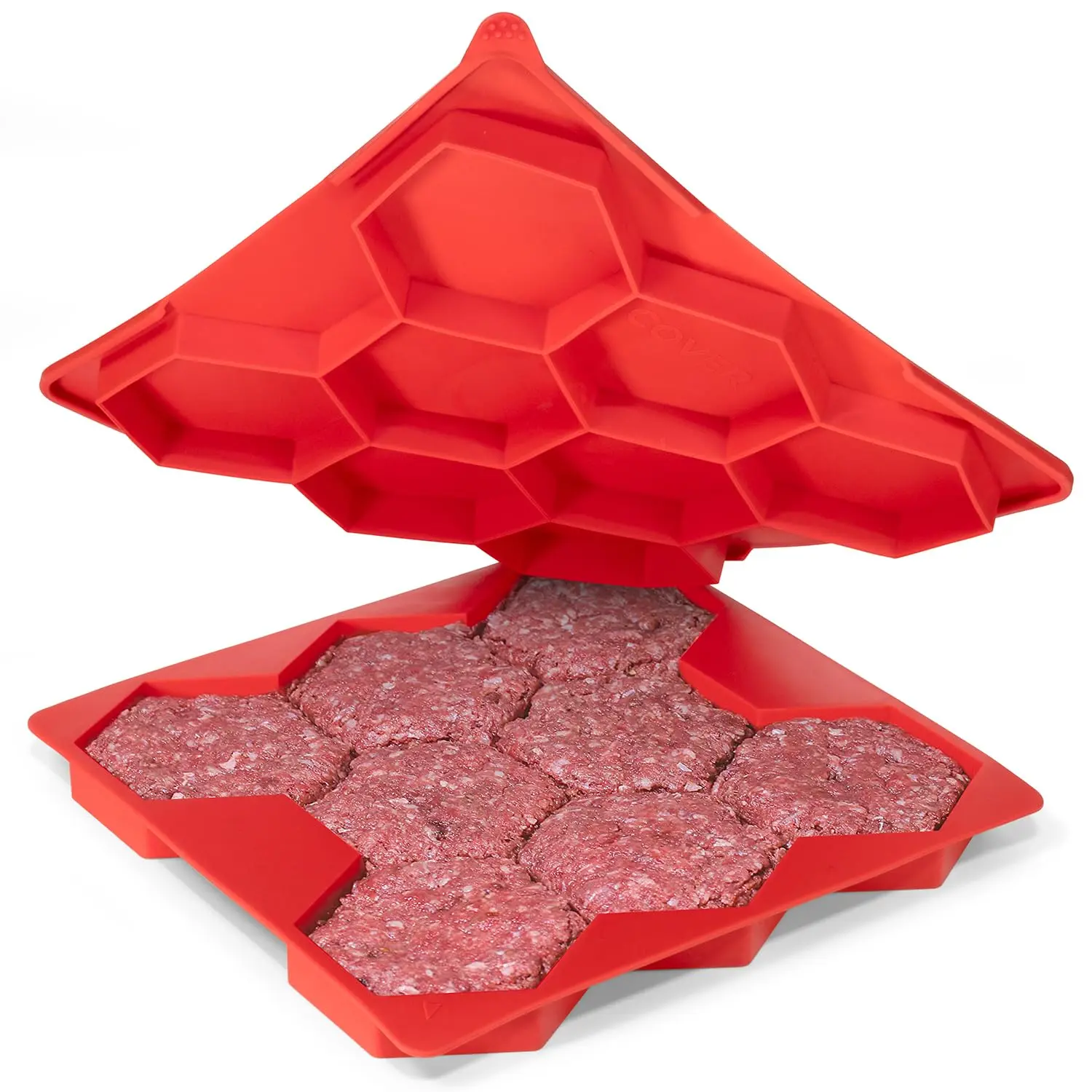Hamburger Patty Storage Containers - 8 in 1 Hamburger Patty Maker, Burger Mold Hamburger Press - Non-Stick Hamburger Storage Containers, Dishwasher Safe Silicone Burger Mold