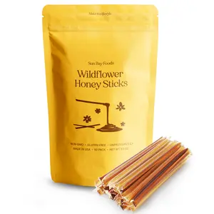 Sun Bay Foods 50-Pack Floral Wildflower Flavored Honey Sticks Assortment - Natural Sweetness -  Floral Pack with Popular Flavors - 5 Flavors