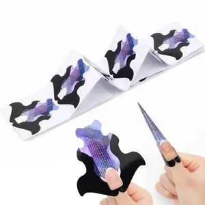 Colorful Gradient  Nail Forms 100/500Pcs, Professional Acrylic UV Gel Nail Extension Paper Forms, French Manicure Guide Stencils, Crystal Nail Art DIY Accessories