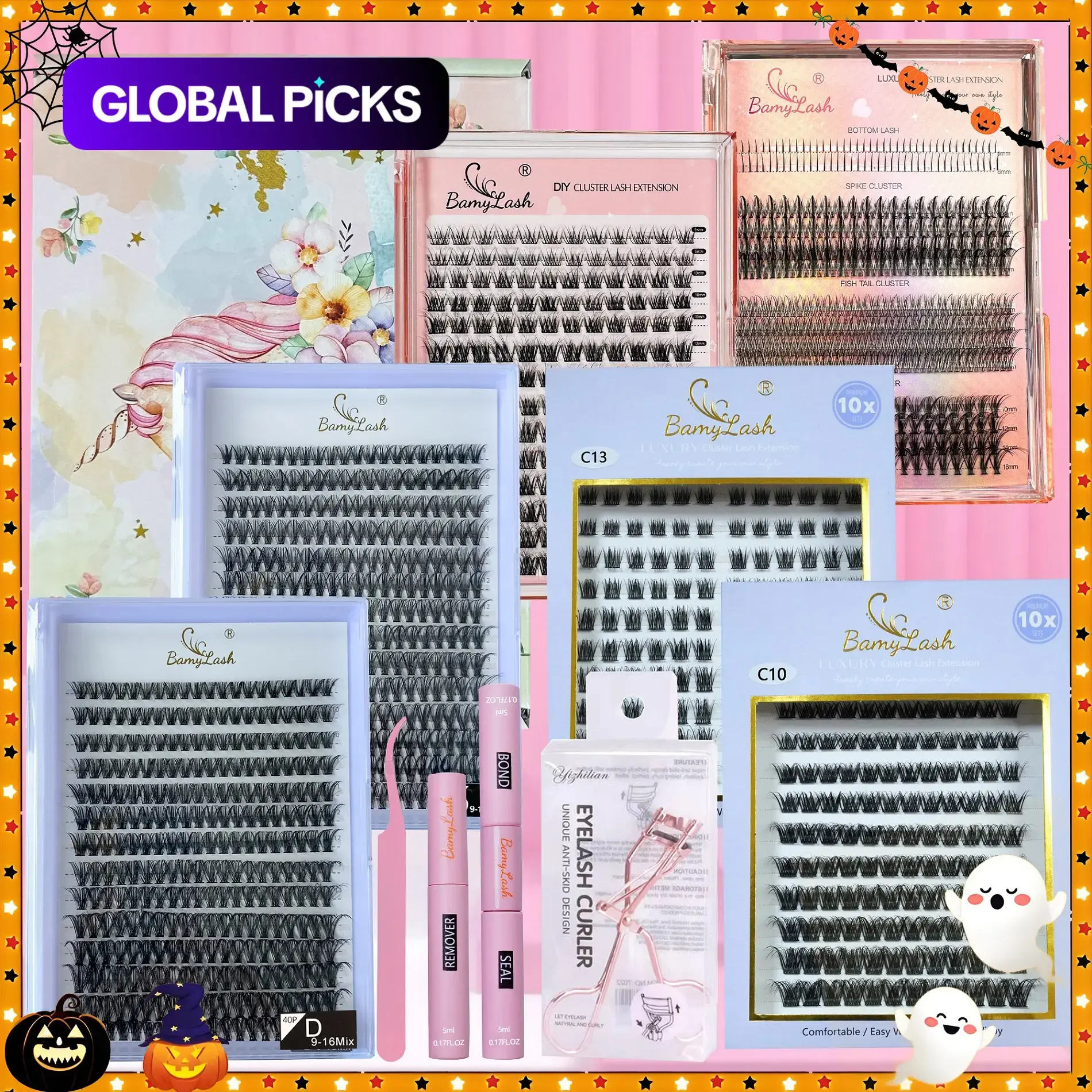 Individual False Eyelash Kit, False Individual Eyelashes, Natural-Look DIY Cluster Lash Extensions, Lash Extension Clusters, Volume Curl Self-Application Lashes for Women & Girls, Eye Makeup Enhancement Set, Unique Gift #GLOBAL PICKS
