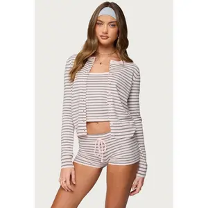 Lillian Striped Button Up Knit Cardigan Lillian Striped Button Up Knit Cardigan