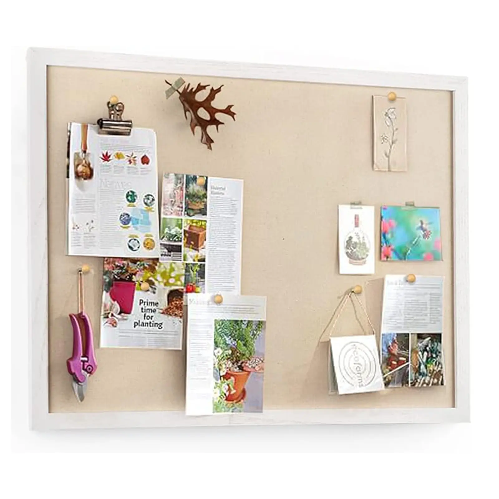 Emfogo Large Linen Bulletin Board 23"x18", Wood Framed Wall Mounted Pin Board with 20 Push Pins for Photos, Notes, Memos, Office, School, Kitchen & Home Decor