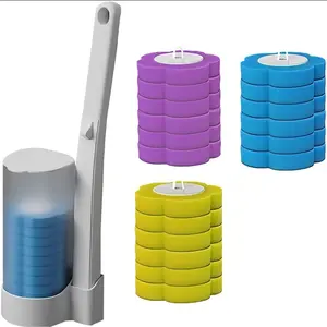 Toilet Brush Cleaning Set Deep-cleaning bathroom essentials Bathroom scrubbing kit Includes three-color toilet brush with 36 refills Suitable for toilets, bathrooms, and sink surfaces
