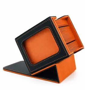 MTG Commander Card Deck Box – Holds 100 Double-Sleeved Cards, Magnetic TCG Case (Black/Orange)